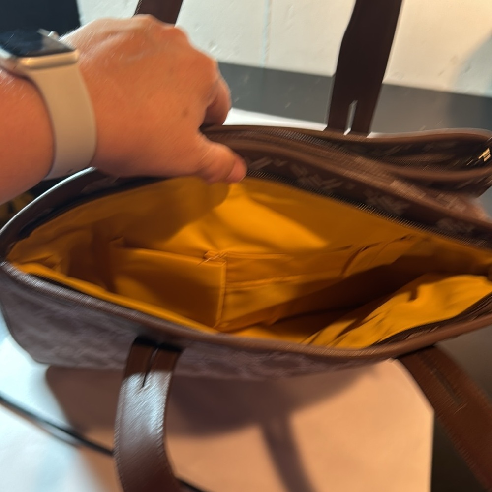 TUMI Maroon Patterned Canvas Laptop Bag - Picture 8 of 14